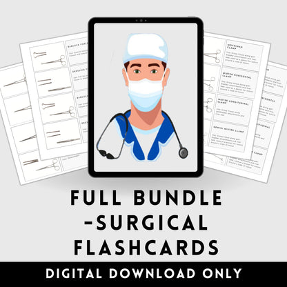 Artsy clinical guide General surgical instruments flashcards FULL BUNDLE OR Operating Room Surgery rotation Surgical Tech clinical Medical student Nurse