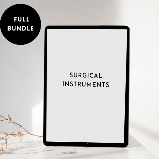 Artsy clinical guide General surgical instruments flashcards FULL BUNDLE OR Operating Room Surgery rotation Surgical Tech clinical Medical student Nurse