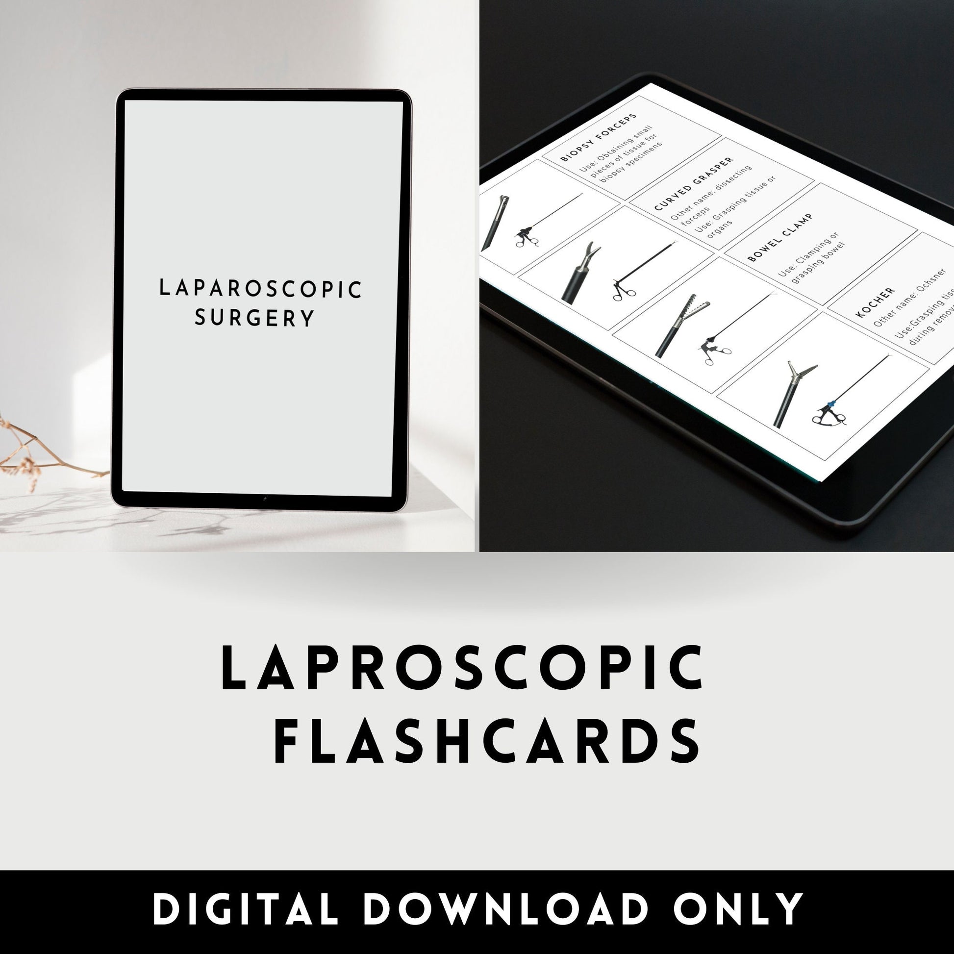 Laparoscopic instruments tools flashcards OR Operating Room Surgery rotation Instrumentation Surgical Tech clinical Medical student Nurse