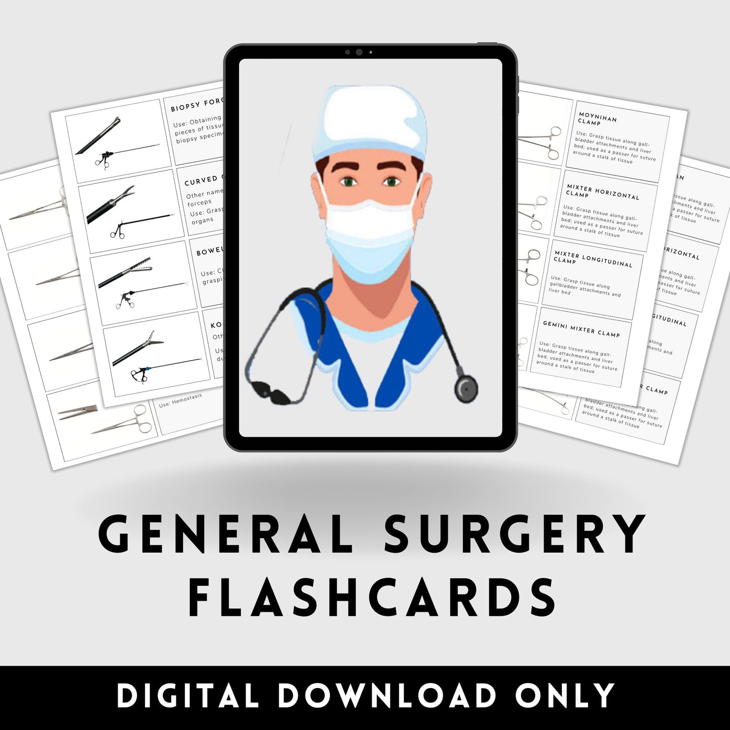 General surgical instruments tools flashcards OR Operating Room Surgery rotation Instrumentation Surgical Tech clinical Medical student