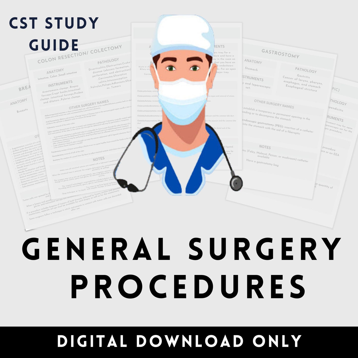 General Surgical Procedures Study Guide CST OR Surgical Tech Technology And Diagnostic Procedure OR Operating Room Surgery rotation Surgical Tech clinical Medical student Nurse